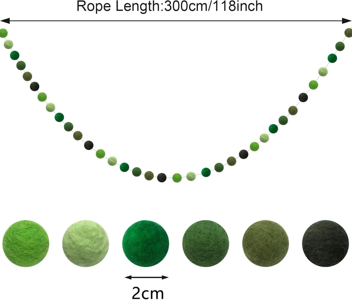 Felt Ball Garland Misscrafts 9.8 Feet 100% Wool Roving Pom Pom Garland 20mm Colorful for Baby