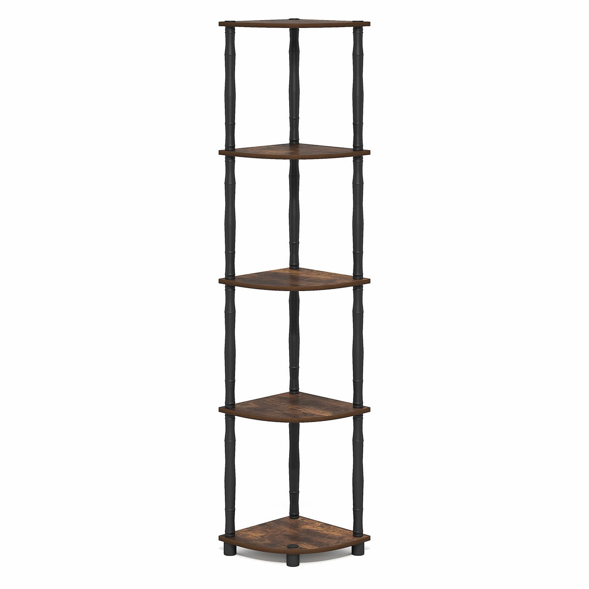 Furinno Turn-N-Tube Storage Shelves, 5-Tier Corner Book Shelf, Standing Corner Shelf, Toolless Open