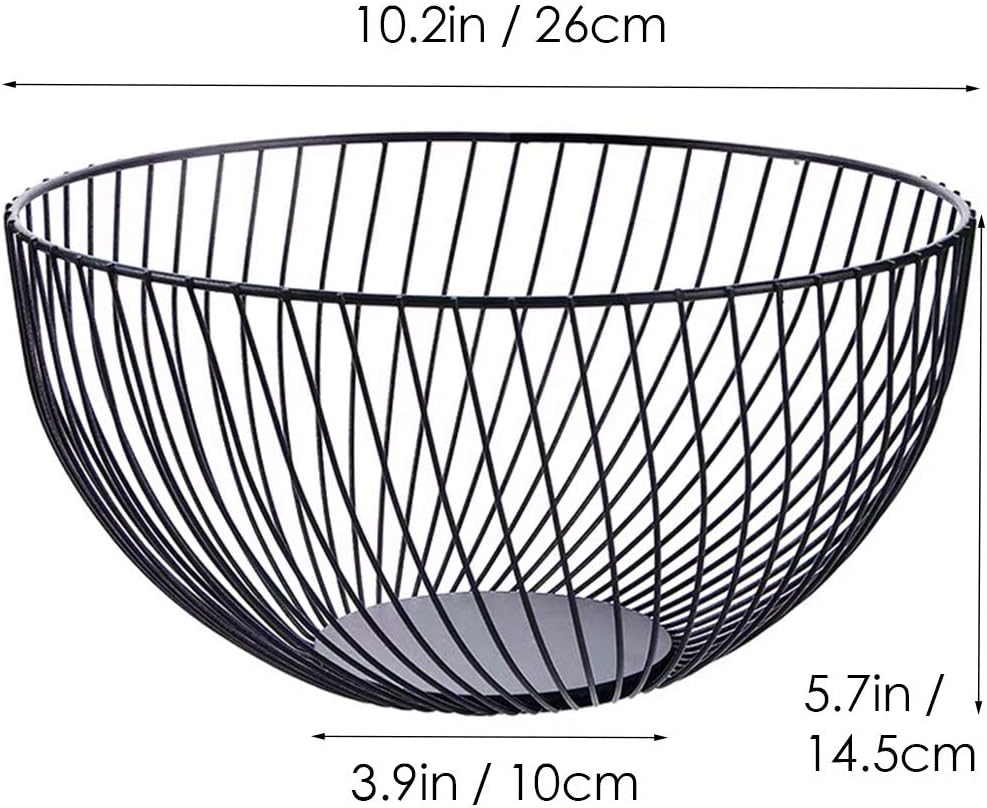 Fruit Basket for Kitchen - Wire Fruit Basket Holder for Lemon, Potato, Onion - Black Countertop