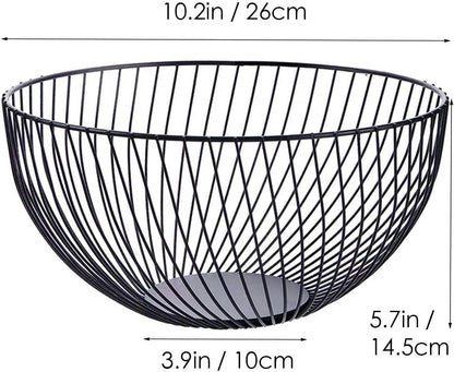 Fruit Basket for Kitchen - Wire Fruit Basket Holder for Lemon, Potato, Onion - Black Countertop