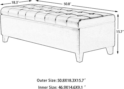 Joveco Storage Ottoman Bench, 51 Inch Leather Tufted Bench for End of Bed, Bedroom, Living Room