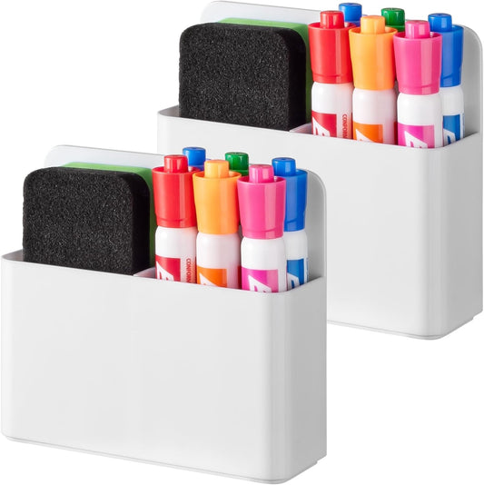 BEYGORM 2 Pack Plastics Magnetic Pen Holder for Refrigerator, Dry Erase Marker Holder for