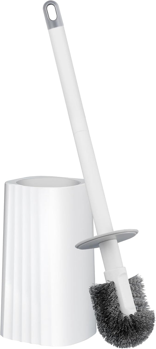 Toilet Brush & Holder Set, Lightweight Plastic Handle, Space Saving for Storage, Deep Cleaning