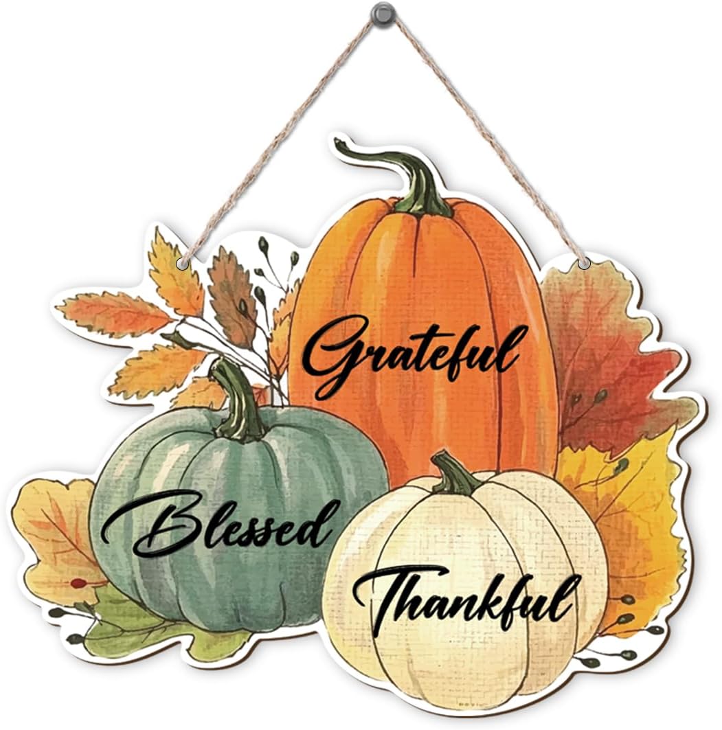 Fall Vibes Door Hanger Sign, Wooden Maple Leaves Mushroom Hanging Decor for Front Door, Fall Wood