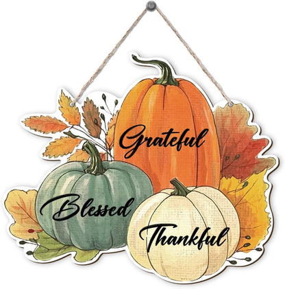 Fall Vibes Door Hanger Sign, Wooden Maple Leaves Mushroom Hanging Decor for Front Door, Fall Wood