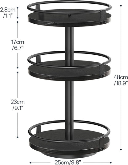 HOOBRO Lazy Susan Organizer, Rotating Spice Rack, 3-Tier Organizer, Turntable Spice Rack, Vertical