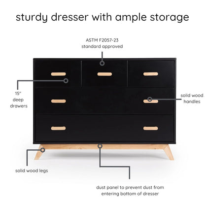 dadada Soho 5-Drawer Dresser for Nursery and Bedroom - Modern Design, Large Storage, Baby-Safe