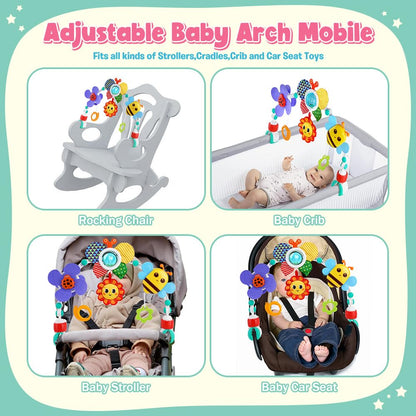 Baby Stroller Arch Toys,Adjustable Crib Mobile for Bassinet with Sensory Play Accessories and