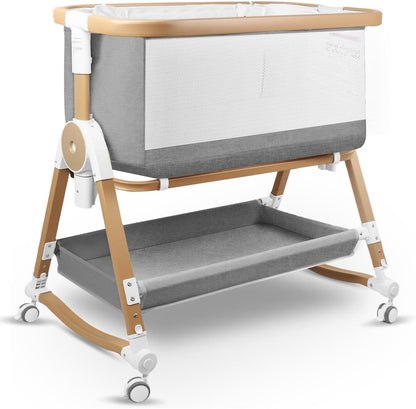 4 in 1 Baby Bassinet, Bassinets Bedside Sleeper with Wheels and Storage Basket, Adjustable 7