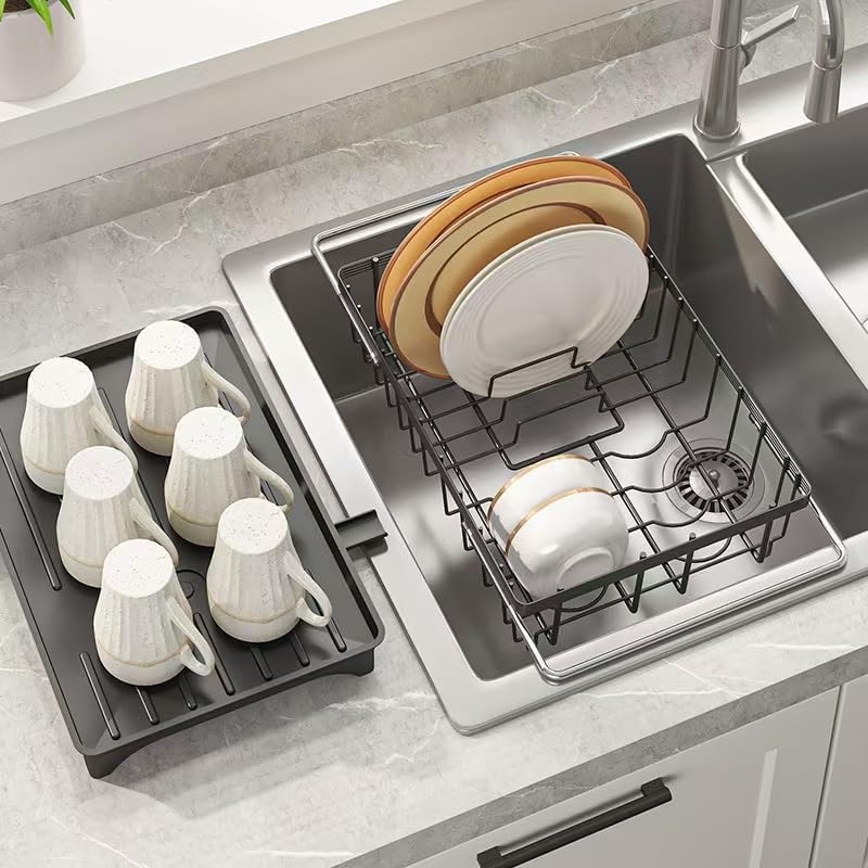 LEMIKKLE Roll Up Dish Drying Rack, Over The Sink Dish Drainer Rack, Foldable Sink Drying Rack