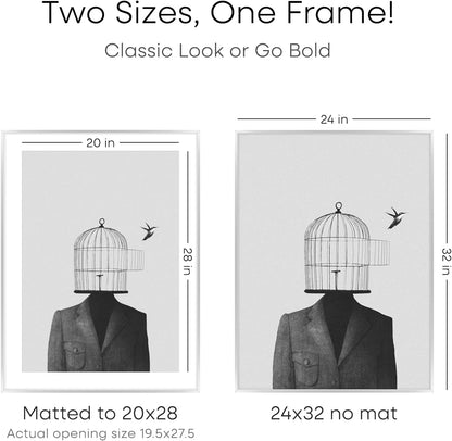 Homeforia Poster Frame 24x32 Silver, High End Metal 24 x 32 Large Picture Frame with Mat 20 x 28