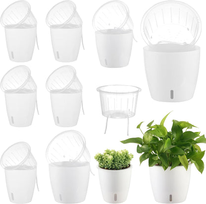 Self-Watering Pots for Indoor Plants, 8-Pack Self Watering Planter with Drainage Holes, Small