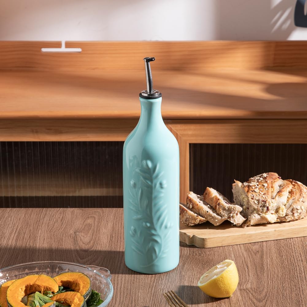 Sweejar Large Olive Oil Dispenser Bottle with Spout, 24 Oz Ceramic Oil Dispenser for Kitchen