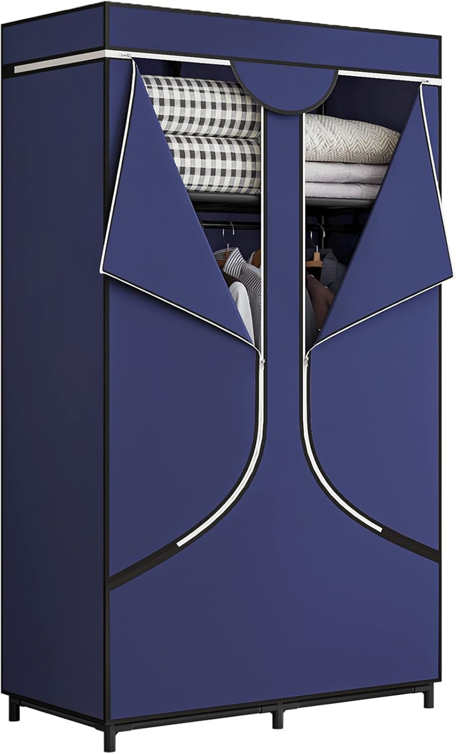 SORCEDAS Portable Wardrobe Closet Storage Organizer Metal Hanging Rack Non-Woven Fabric 34 Inch