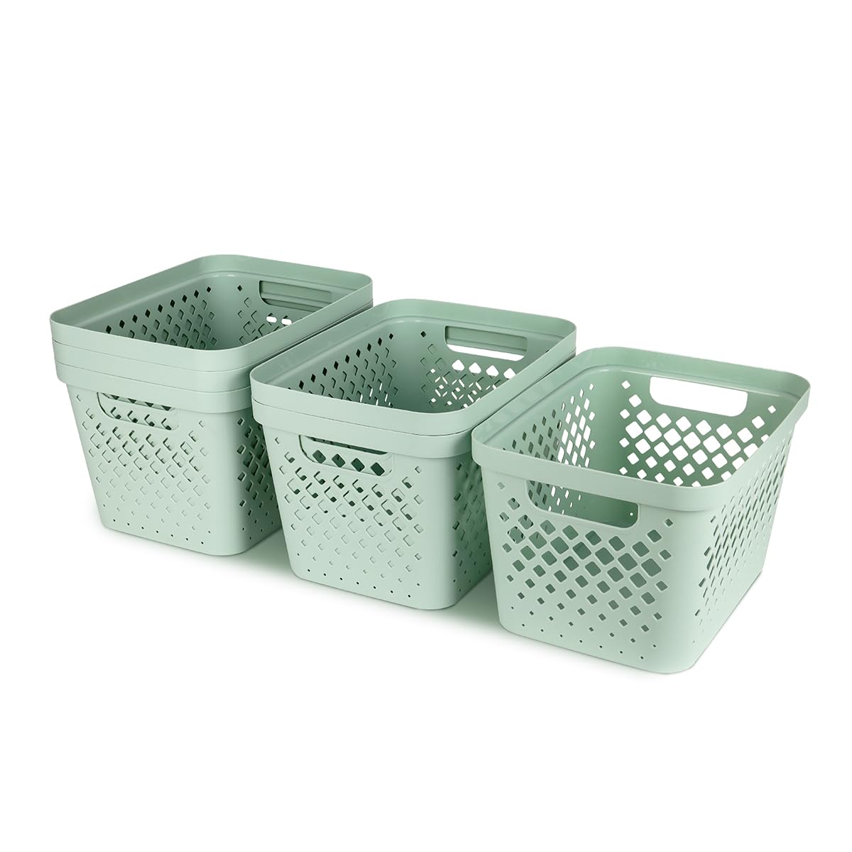 Glad Plastic Storage Basket Set, Value Pack of 6 | Open Storage Bins for Shelves, Bathroom, Pantry