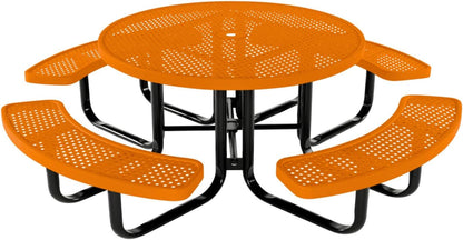 Heavy-Duty Portable Outdoor Kids Table with Umbrella Hole, Punched Steel Kids Picnic Table