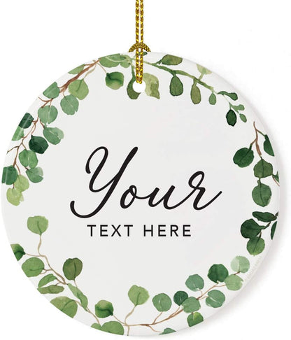 Andaz Press Personalized Round Ceramic Porcelain Christmas Tree Ornament Gift, Your Text Here