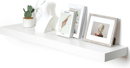 White Floating Shelves for Wall - 48 Inch Wide x 12 Inch Deep Wall Shelves Set of 1 - Rustic Wood