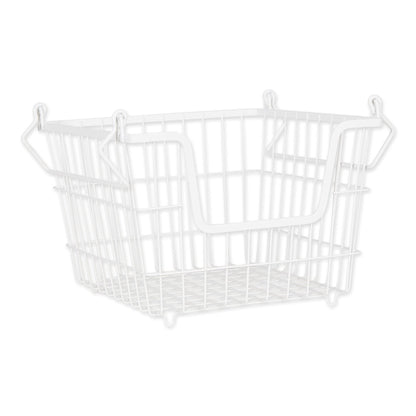 DII Metal Wire Utility Storage Bin, Medium, 11x11x8", White