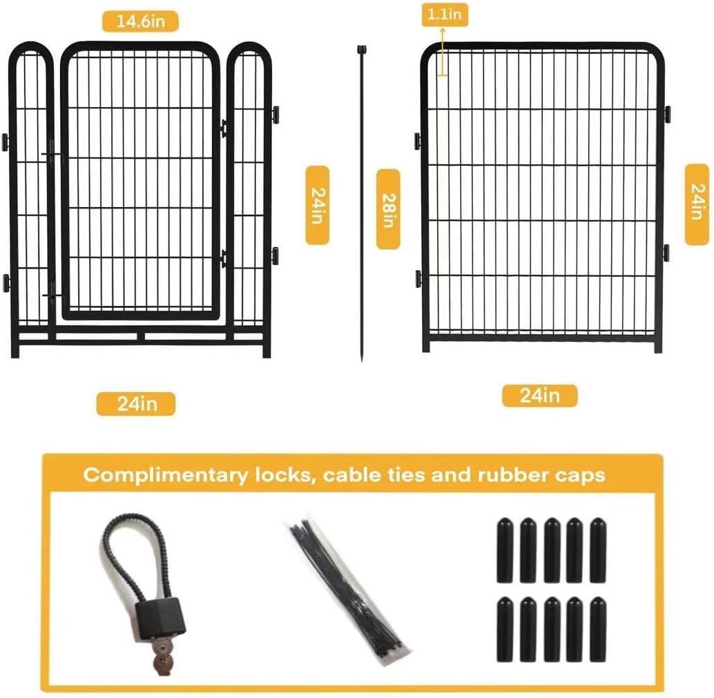 Dog Playpen 24 inch(H) 8 Panels Dog Fence Outdoor for Yard. Wide Door Low Threshold，Metal Dog Pen
