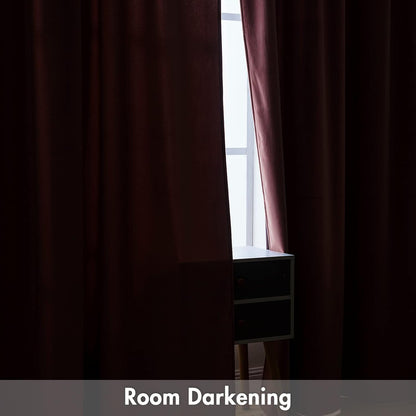 MIULEE Dusty Rose Pink Velvet Curtains Thermal Insulated Blackout Curtain Drapes for Bedroom Living