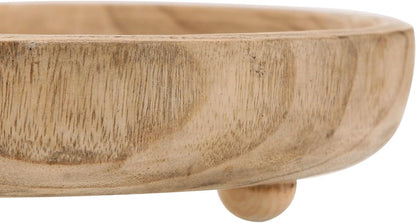NIKKY HOME 12" Hand Carved Dough Bowls, Paulownia Wood Round Serving Bowl Decorative Wooden Tray