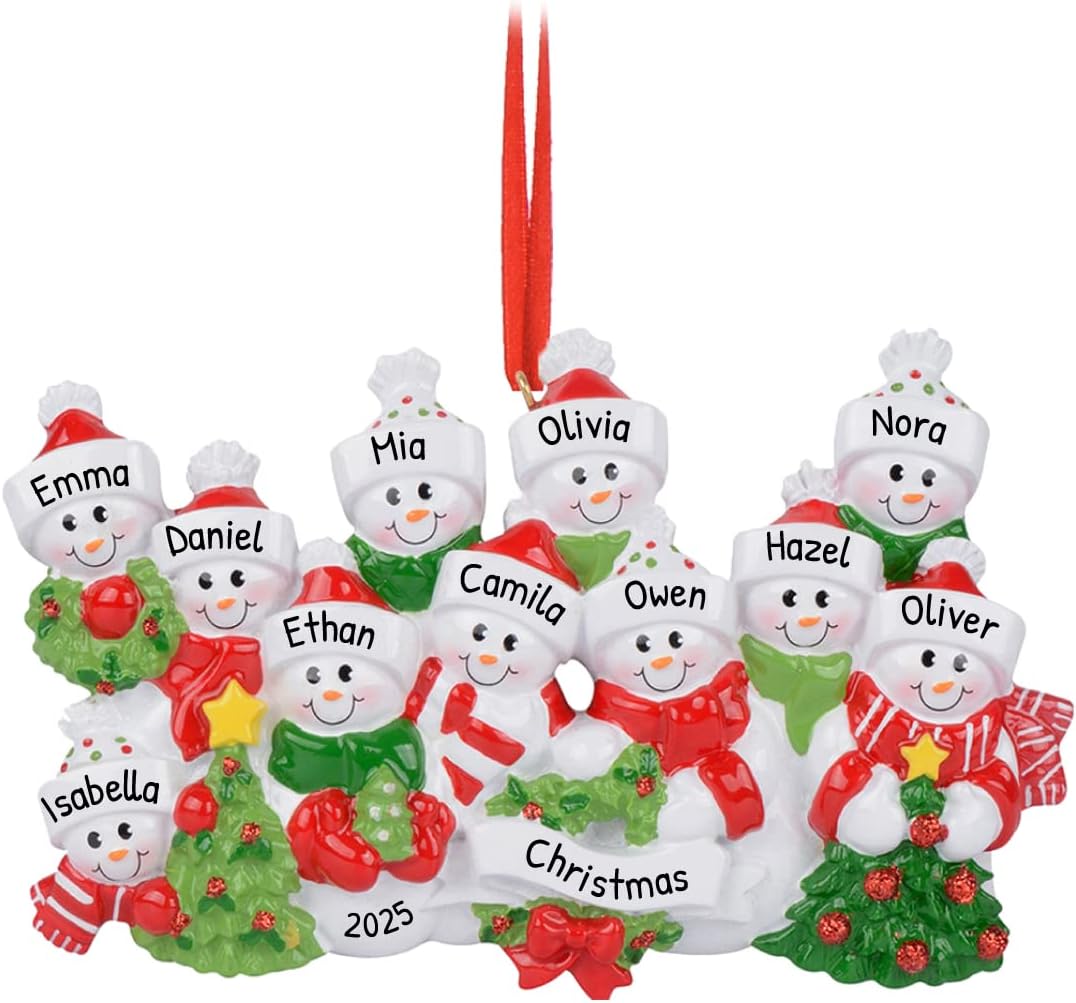 Snowman Family of 11 Ornament 2025 Personalized Family Christmas Ornaments 2025 | Snow People