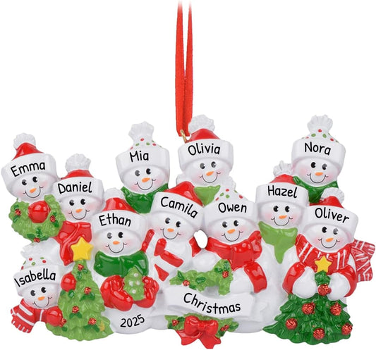 Snowman Family of 11 Ornament 2025 Personalized Family Christmas Ornaments 2025 | Snow People