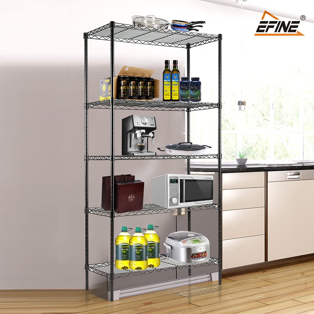 Catalina Creations EFINE 5-Shelf Shelving Unit with Shelf Liners Set of 5, Adjustable Storage Rack