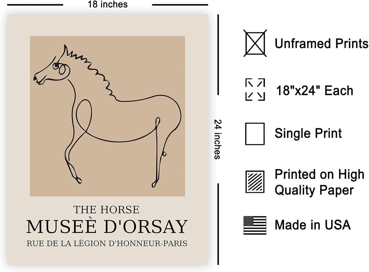 Poster Master Vintage Poster - Retro Minimalist Print - Gift for Artist, Friend - Horse, Line
