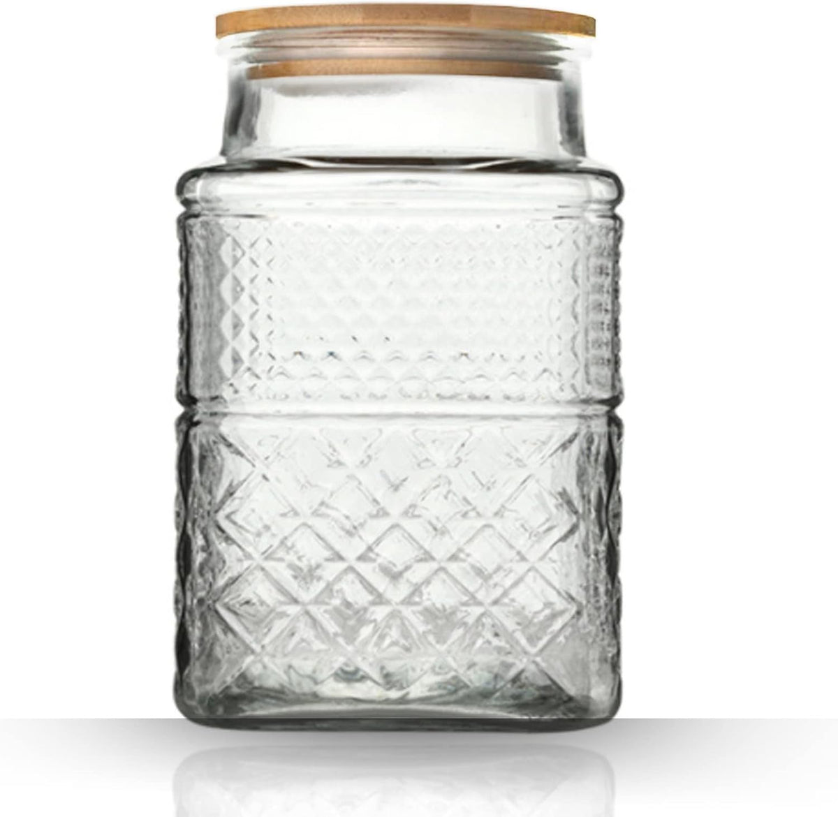 Large Glass Storage Jar, 60 FL OZ Glass Food Storage Containers with Bamboo Lid, Kitchen Containers