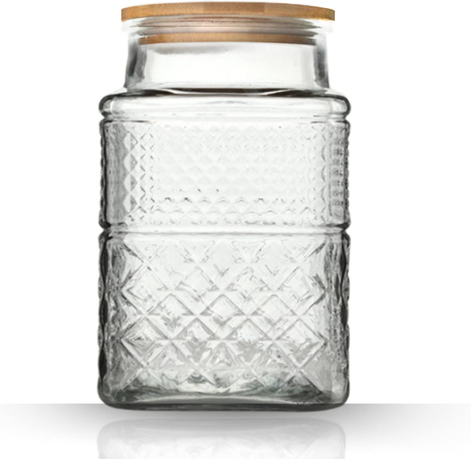 Large Glass Storage Jar, 60 FL OZ Glass Food Storage Containers with Bamboo Lid, Kitchen Containers