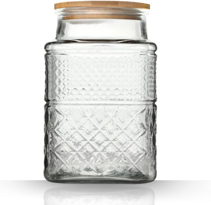 Large Glass Storage Jar, 60 FL OZ Glass Food Storage Containers with Bamboo Lid, Kitchen Containers