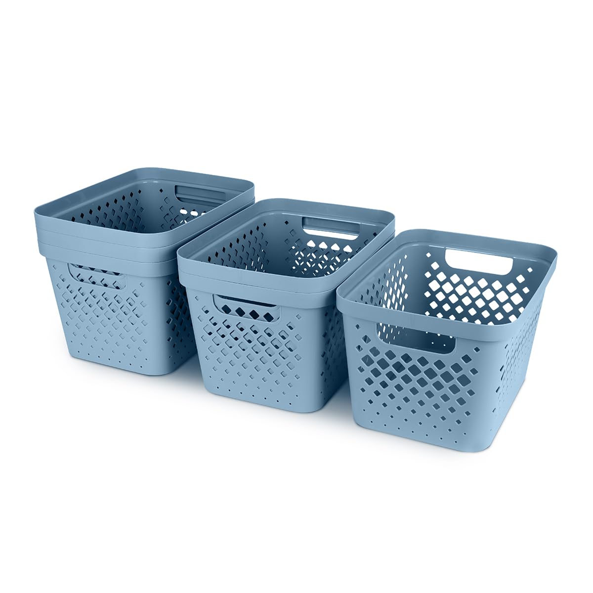 Glad Plastic Storage Basket Set, Value Pack of 6 | Open Storage Bins for Shelves, Bathroom, Pantry