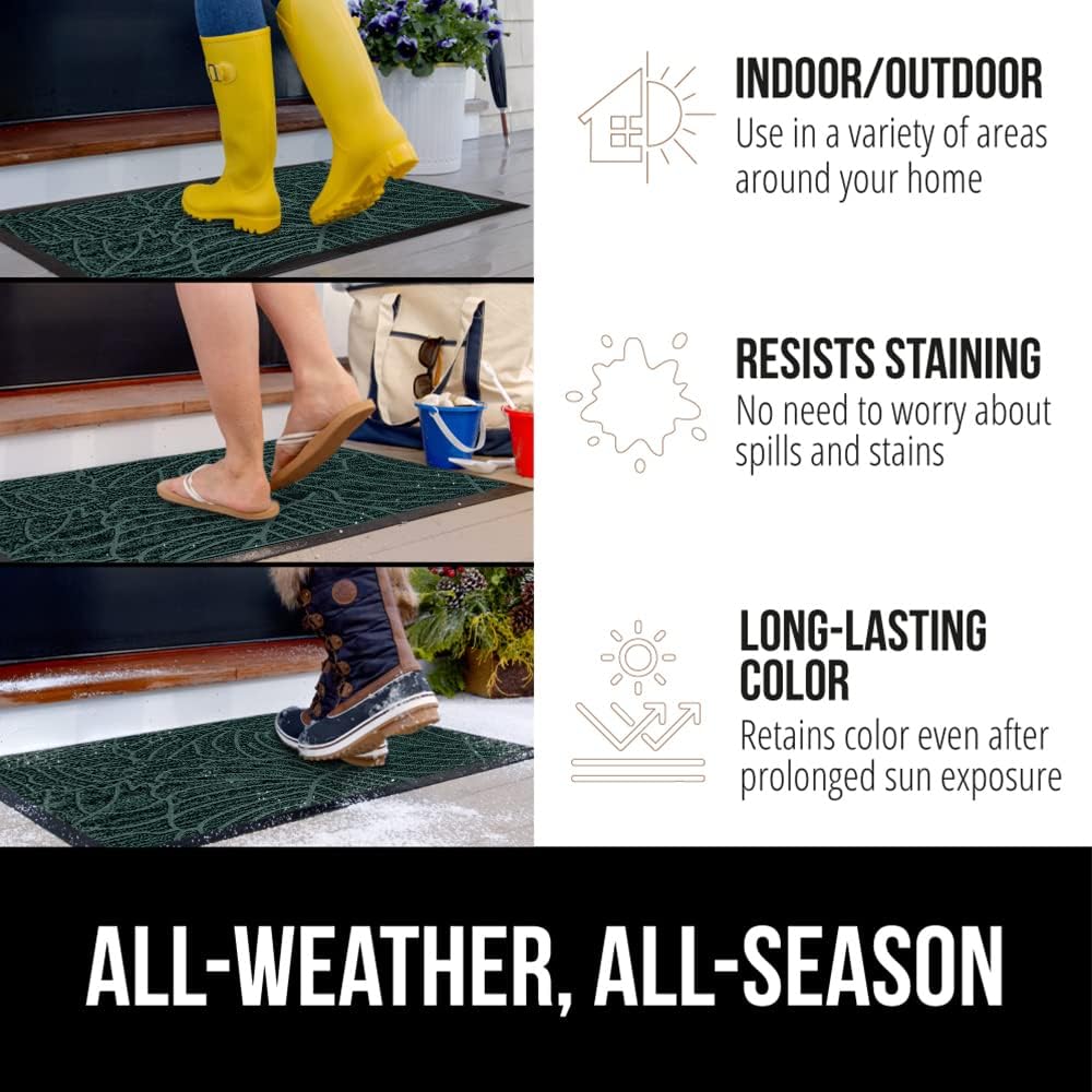 GORILLA GRIP 100% Waterproof All-Season WeatherMax Doormat US Designed Natural Rubber, Stain and