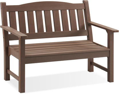 Psilvam 2-Person Outdoor Memorial Bench, All-Weather Poly Lumber Garden Bench, Rot-Resistant