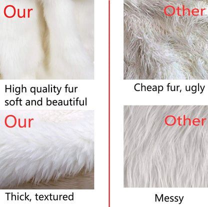 AOGU 36 Inch Faux Fur Christmas Tree Skirt White Plush Skirt for Merry Christmas Party Christmas