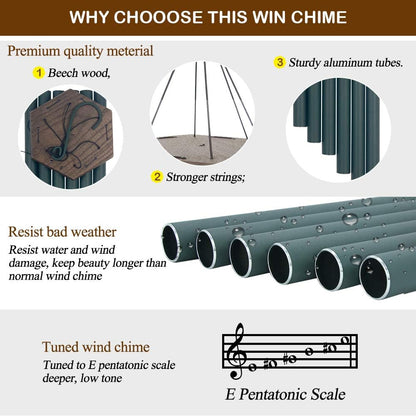 Sympathy Wind Chimes Outdoor Deep Tone,36Inch Melody Wind Chimes Large with 6 Heavy Tubes Tuned