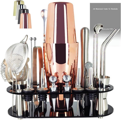 22-Piece Cocktail Shaker Set, 25/20oz Bartender Kit, Bartending Stainless Steel Bar Tools Sets for