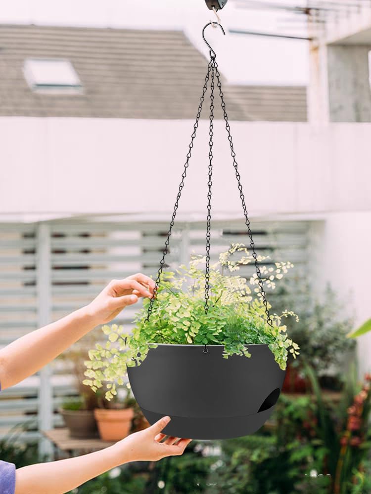 2 Pack Hanging Planters for Indoor Outdoor Plants, 12 Inch Self Watering Hanging Pot with Drainage