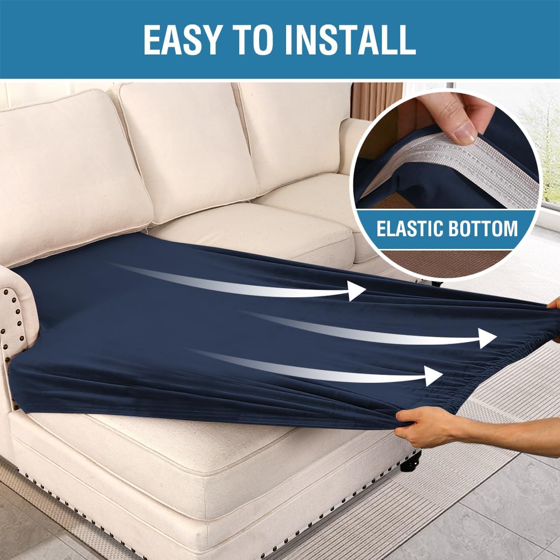 H.VERSAILTEX Velvet Stretch Individual Chaise Cover Sectional Couch Covers for L Shaped Sofa Both