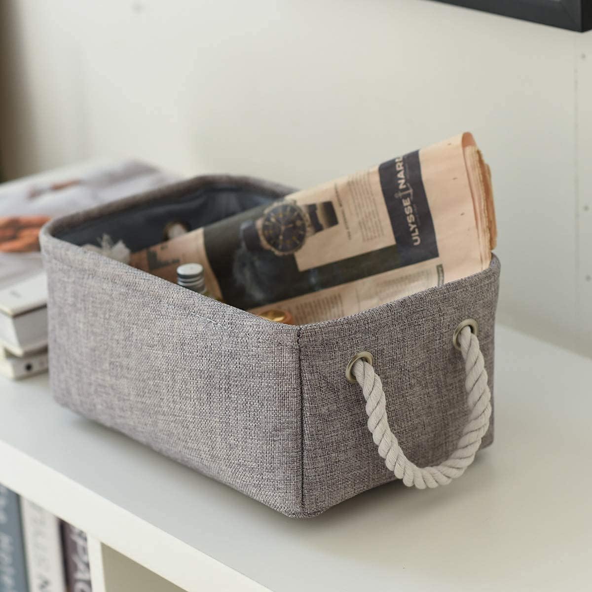 Storage Basket Fabric Sturdy Canvas Storage Bins Organizer with Handles for Clothes and Storage