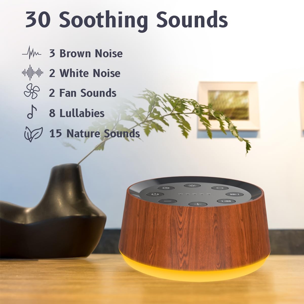 Brown Noise Sound Machine with 30 Soothing Sounds 12 Colors Night Light White Noise Machine for
