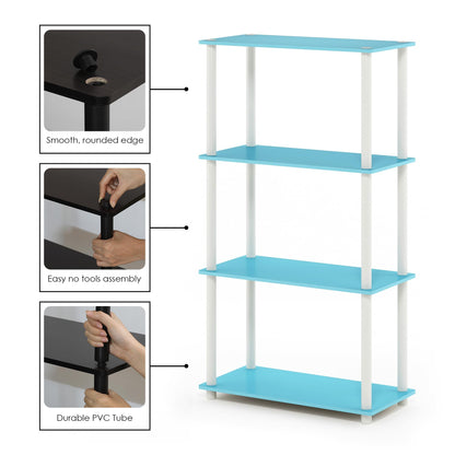 Furinno Turn-N-Tube Storage Shelves, 4-Tier Book Shelf, Corner Shelf, Toolless Open Shelves, for