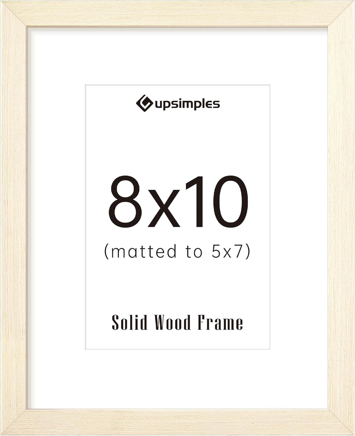 upsimples 8x10 Picture Frame, Natural Solid Wooden Picture Frames, Display 5x7 with Mat or 8 x 10