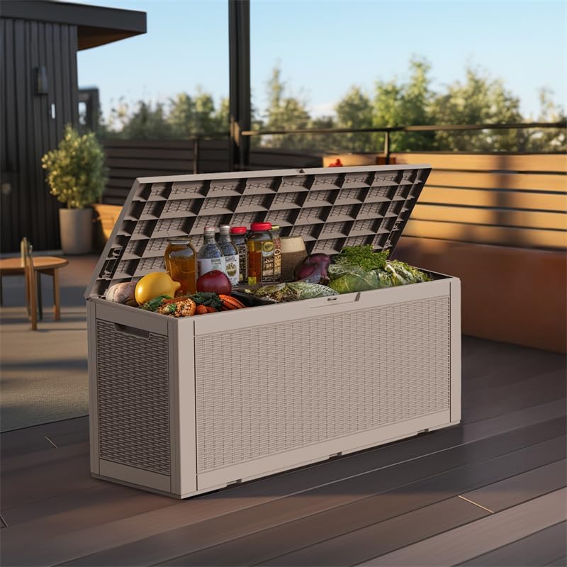 DRATO 100 Gallon Large Deck Box, Outdoor Storage Box for Patio Furniture, Patio Cushions, Gardening