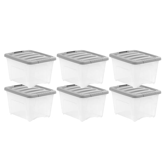 Amazon Basics Plastic Storage Containers with Secure Latching Lids, Stackable Organization Bins
