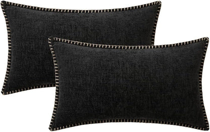 MIULEE Pack of 2 Couch Throw Pillow Covers 12x20 Inch Black Farmhouse Decorative Pillow Covers with