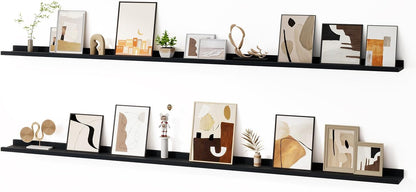 Floating Picture Ledge Shelves for Wall Set of 2, 84 Inches Picture Ledge Shelf with Long Large