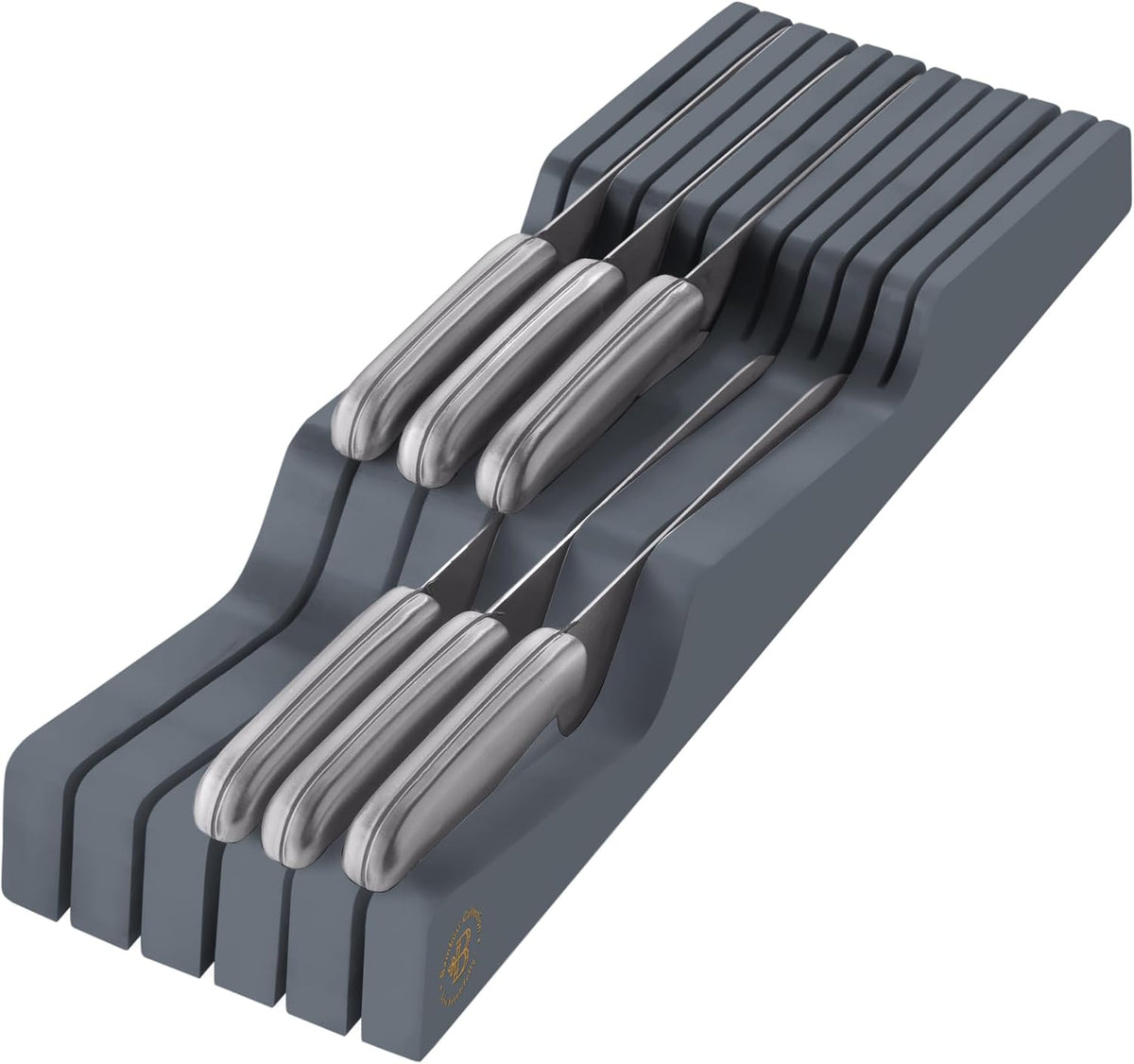 In-Drawer Knife Block - Bamboo Knife Drawer Organizer for Kitchen - Fits 5 Long + 6 Short Knives